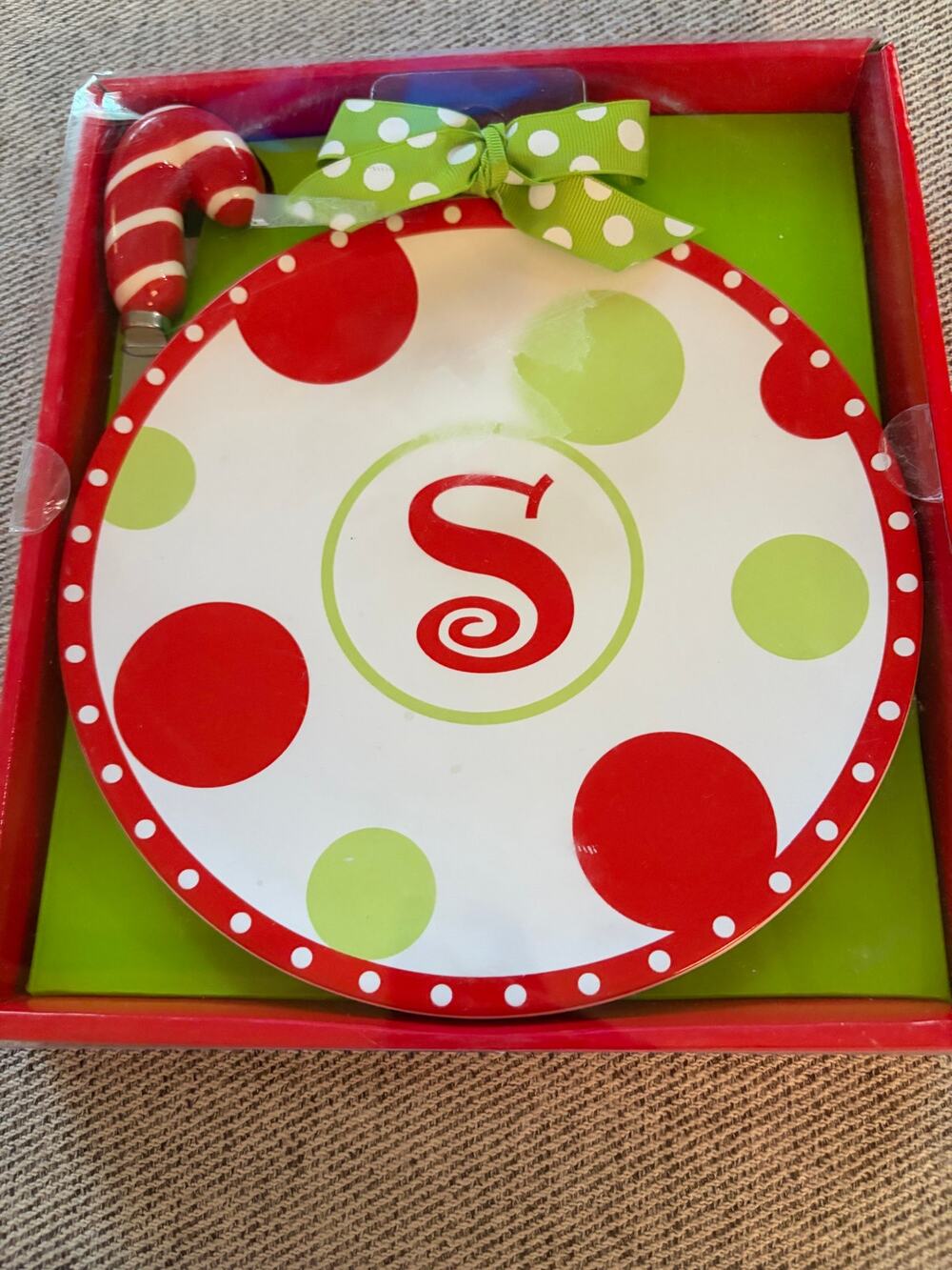 Mud Pie Initial "S" Ceramic Cheese Tray and Server set